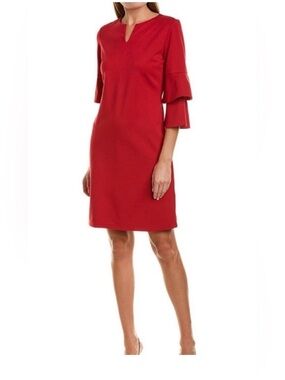 J. McLaughlin Letty Holiday Red Bell Sleeve Shift Dress